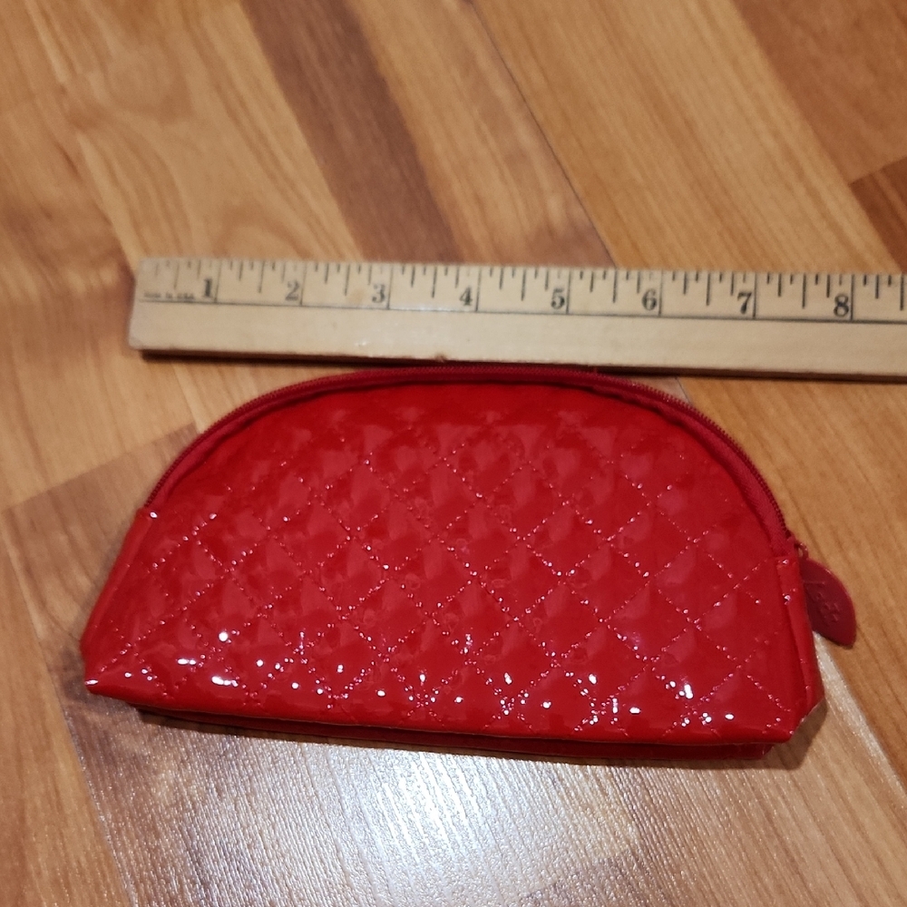 Ipsy Red Quilted Waterproof Cosmetic Pouch